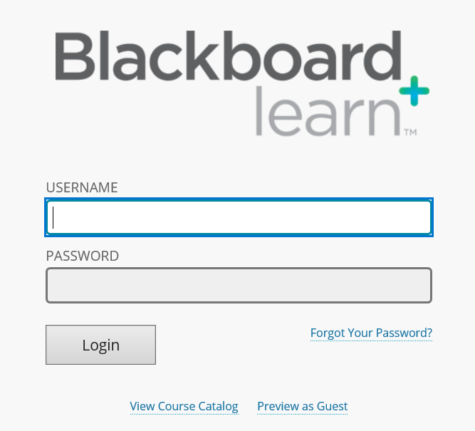 BSU Online access page, displaying "Blackboard + learn", Username prompt, Password prompt, and Login button