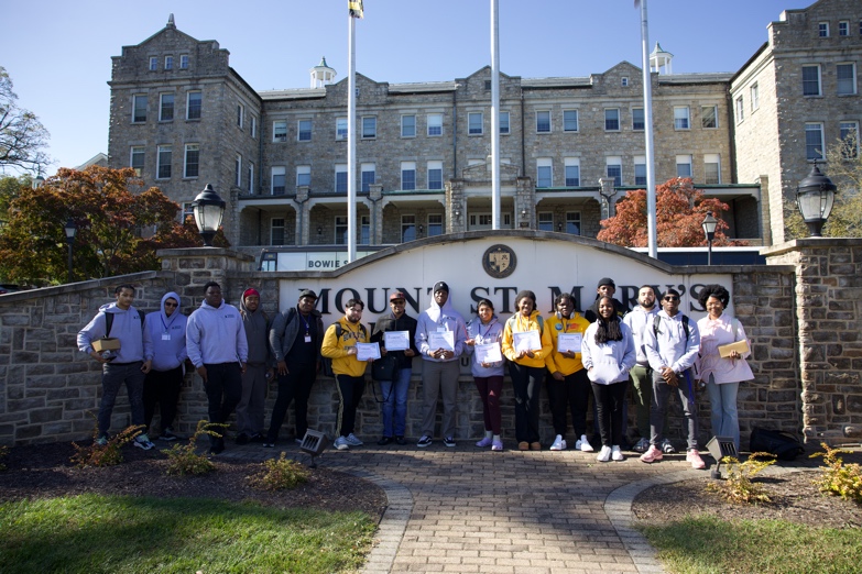 Group Photo at Mount St Mary's Sign