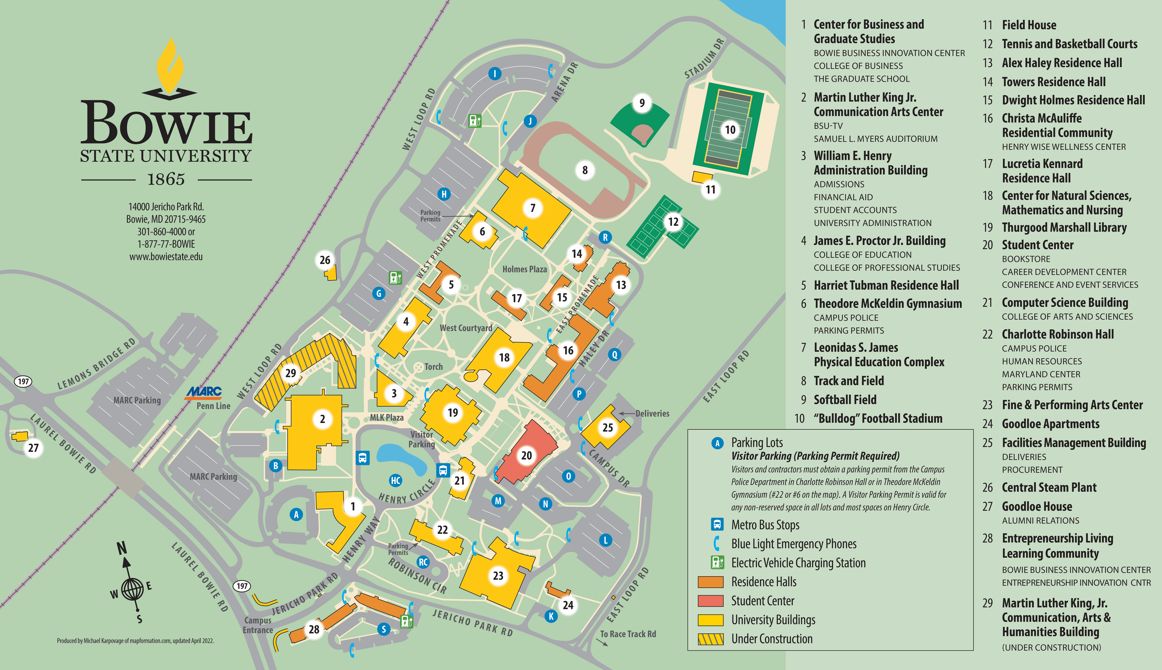 Map Of Bsu Campus Bowie State University   Campus Map