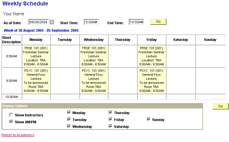 View Your Weekly Schedule | Bowie State View Your Weekly Schedule | Bowie State