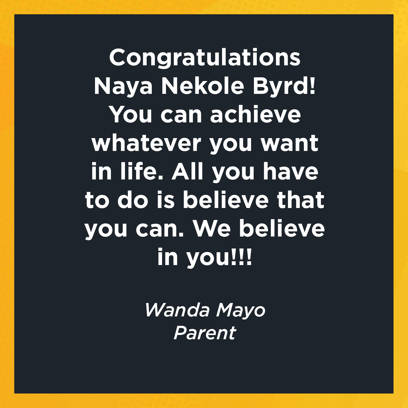 Congratulations to Bonita Robinson! Best wishes on your next adventure!  Your hard work paid off. The One Step Away Program is proud to have you as our 40th graduate!    Dr. Becky Verzinski  Asst. VP for Assessment 